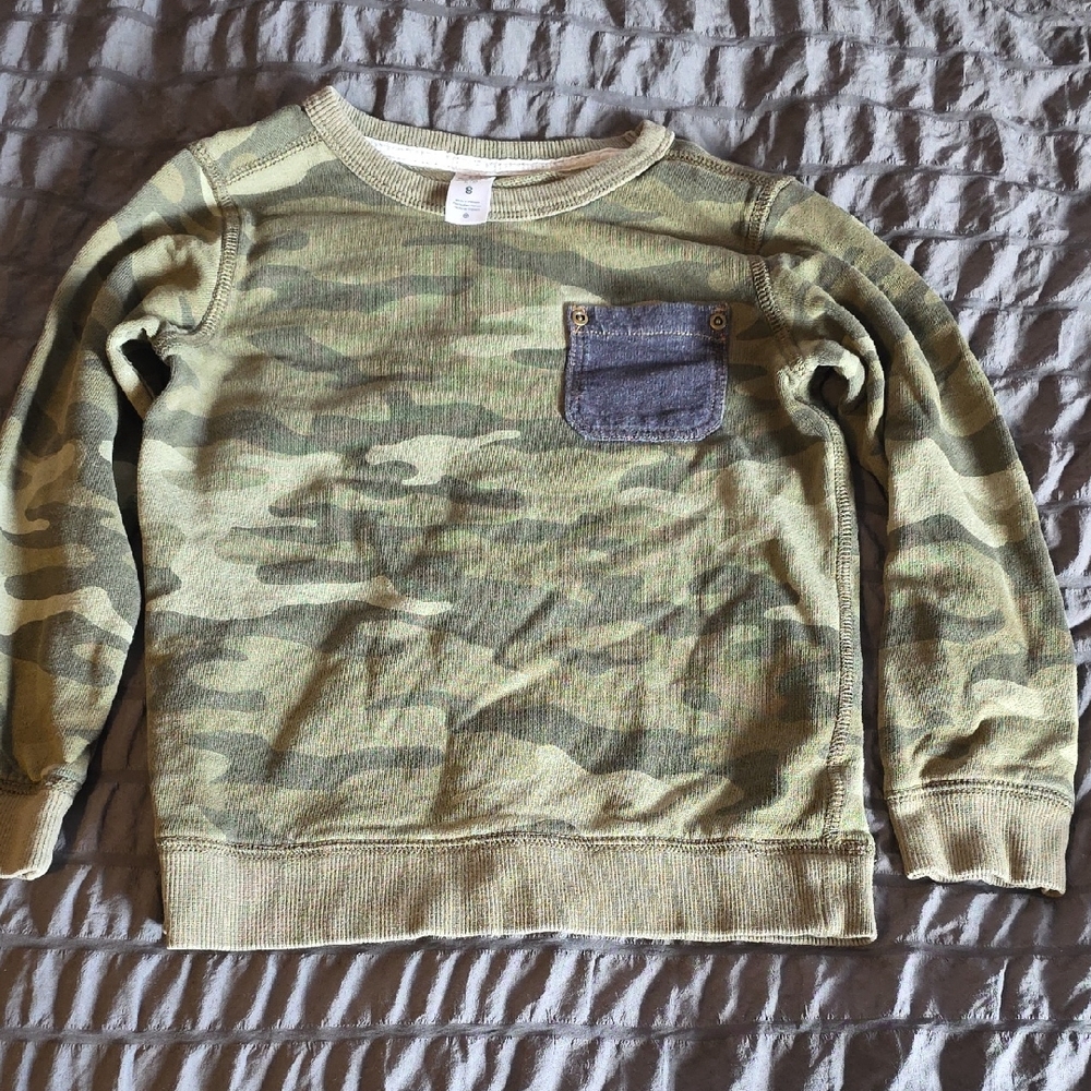 Carter's Green Camo Sweatshirt with Denim Pocket